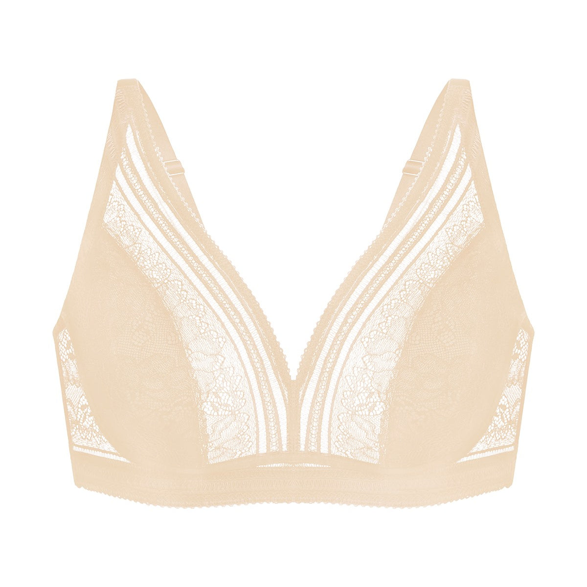 Peony Deep V Lace Wireless Unlined Bralette - HSIA