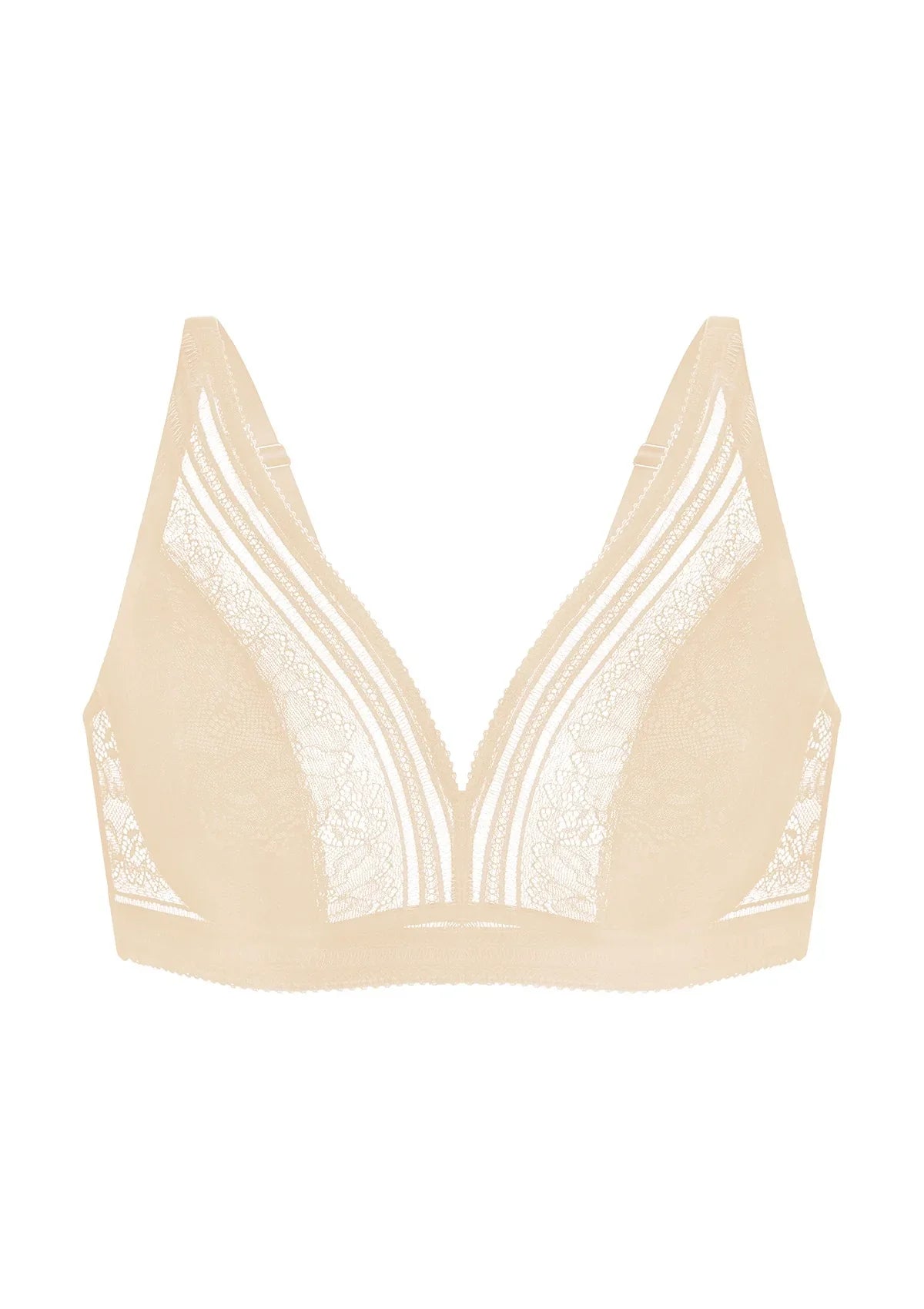Peony Deep V Lace Wireless Unlined Bralette - HSIA