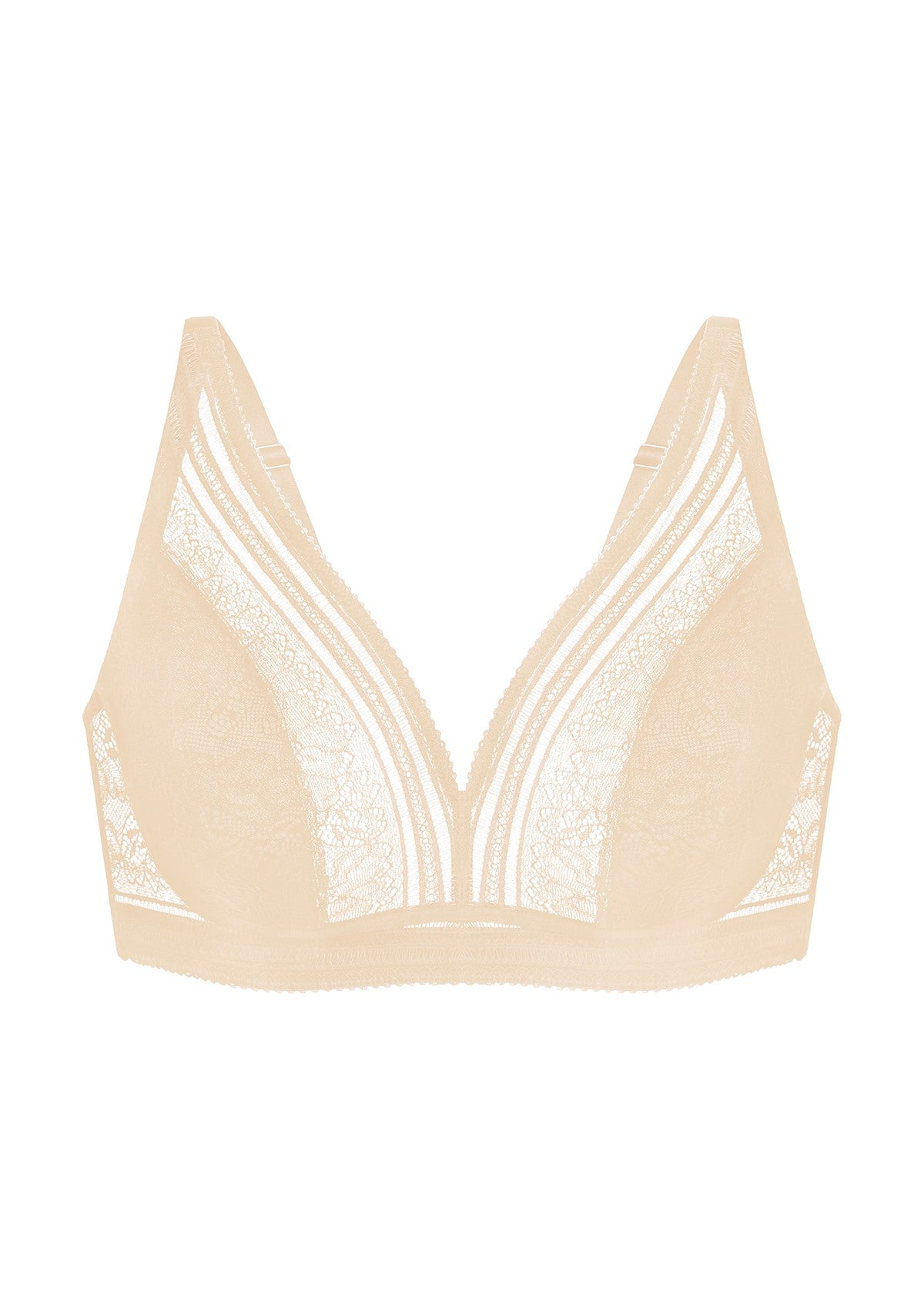 Peony Deep V Lace Wireless Unlined Bralette - HSIA