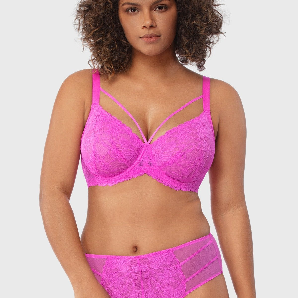 Pretty In Petals Black Unlined Strappy Lace Bra - HSIA