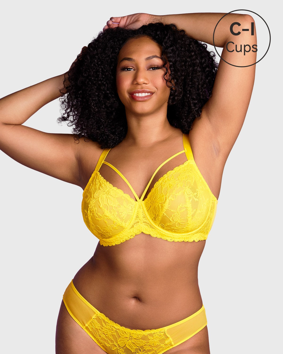 Pretty In Petals Bright Yellow Unlined Strappy Lace Bra - HSIA