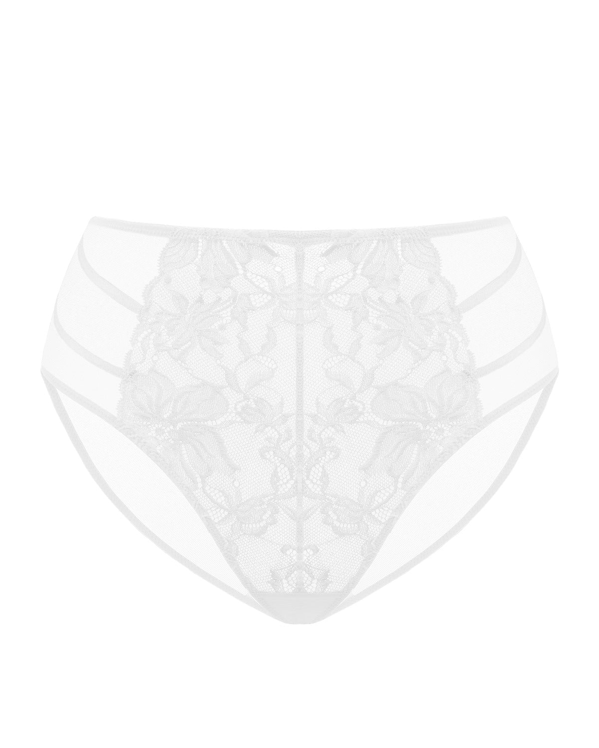 Pretty In Petals White High-Rise Lace Brief Underwear - HSIA
