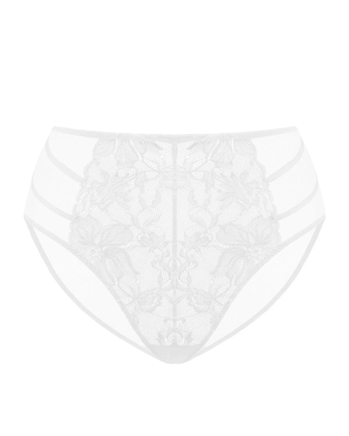 Pretty In Petals White High-Rise Lace Brief Underwear - HSIA