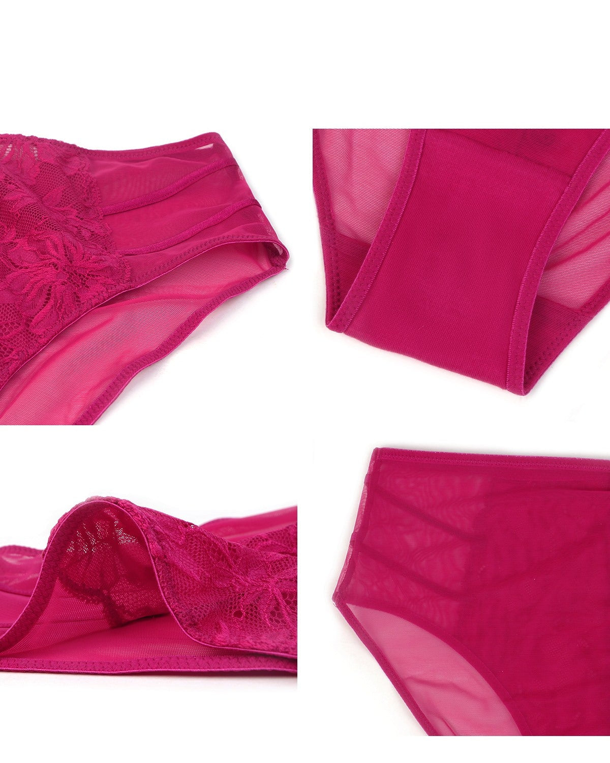 Pretty In Petals Red High-Rise Lace Brief Underwear - HSIA