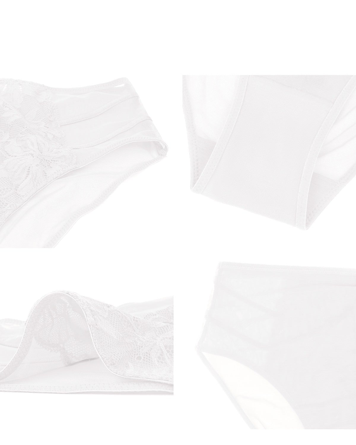 Pretty In Petals White High-Rise Lace Brief Underwear - HSIA