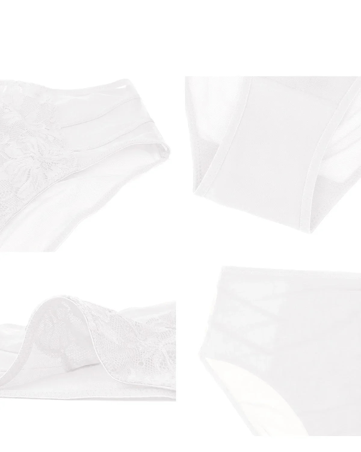 Pretty In Petals White High-Rise Lace Brief Underwear - HSIA