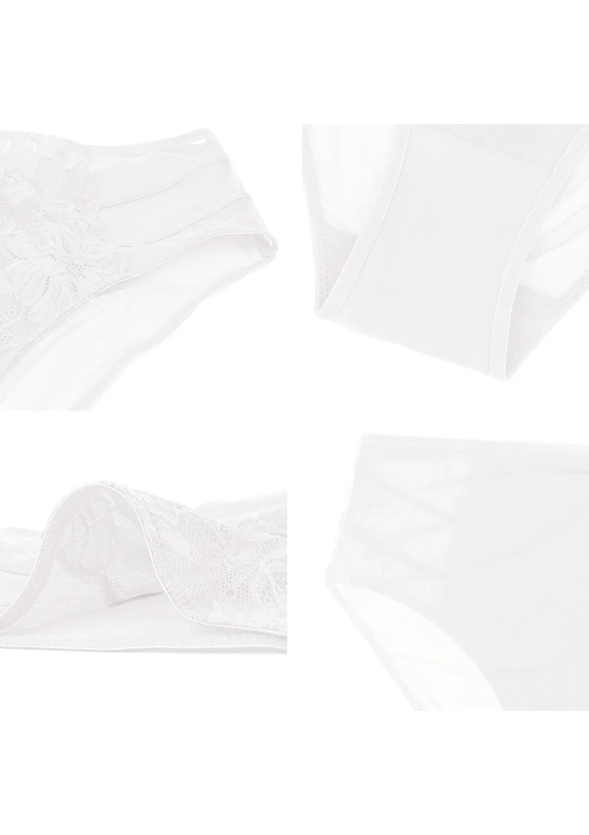 Pretty In Petals White High-Rise Lace Brief Underwear - HSIA
