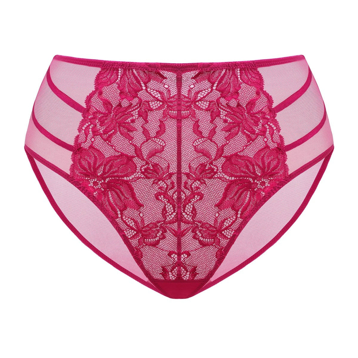 Pretty In Petals Red High-Rise Lace Brief Underwear - HSIA