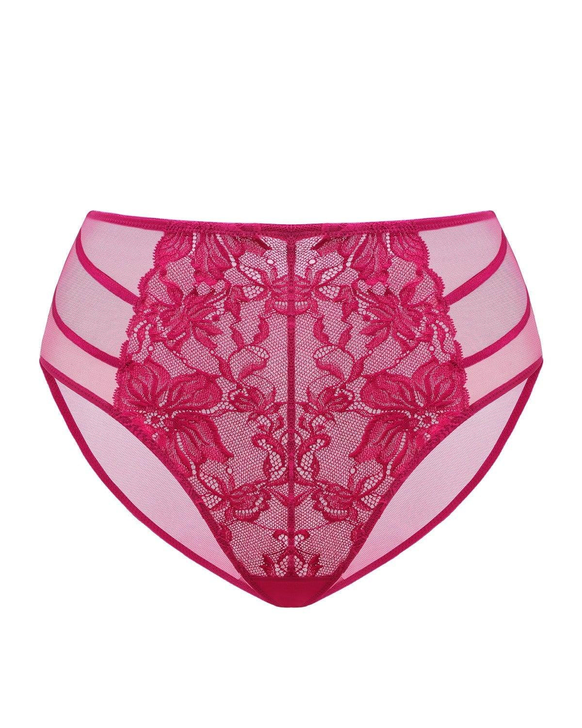 Pretty In Petals Red High-Rise Lace Brief Underwear - HSIA