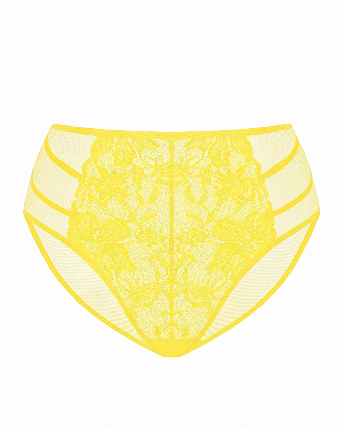 Pretty In Petals High-Rise Bright Yellow Lace Brief Underwear - HSIA