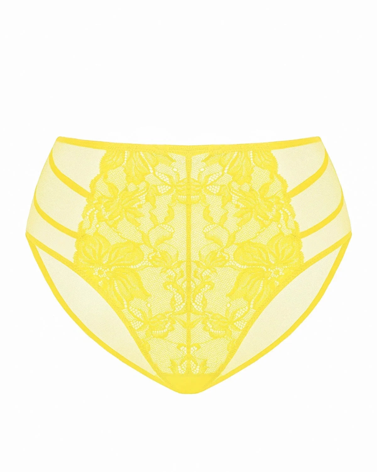 Pretty In Petals High-Rise Bright Yellow Lace Brief Underwear - HSIA