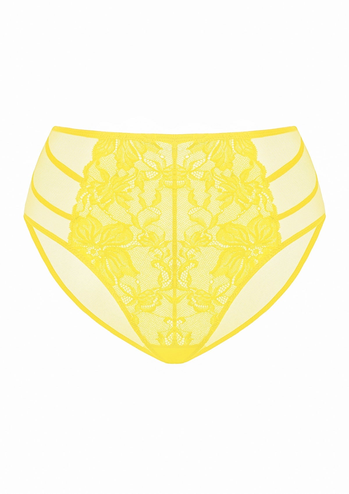 Pretty In Petals High-Rise Bright Yellow Lace Brief Underwear - HSIA