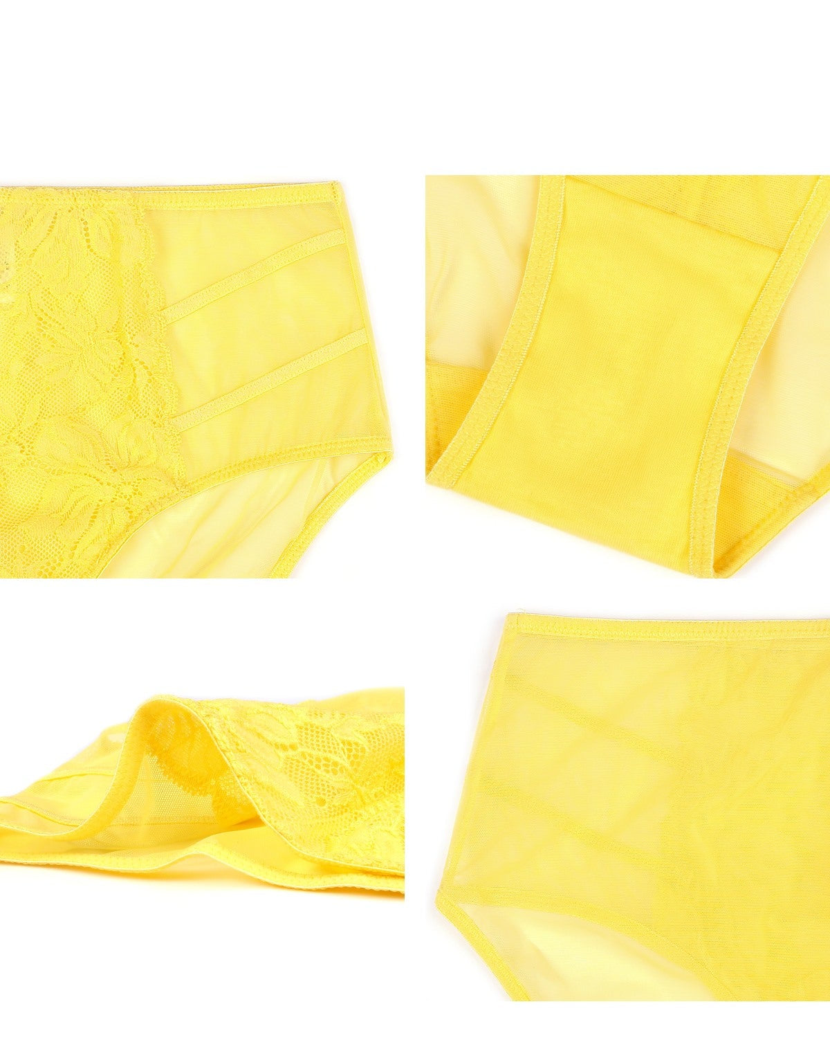 Pretty In Petals High-Rise Bright Yellow Lace Brief Underwear - HSIA