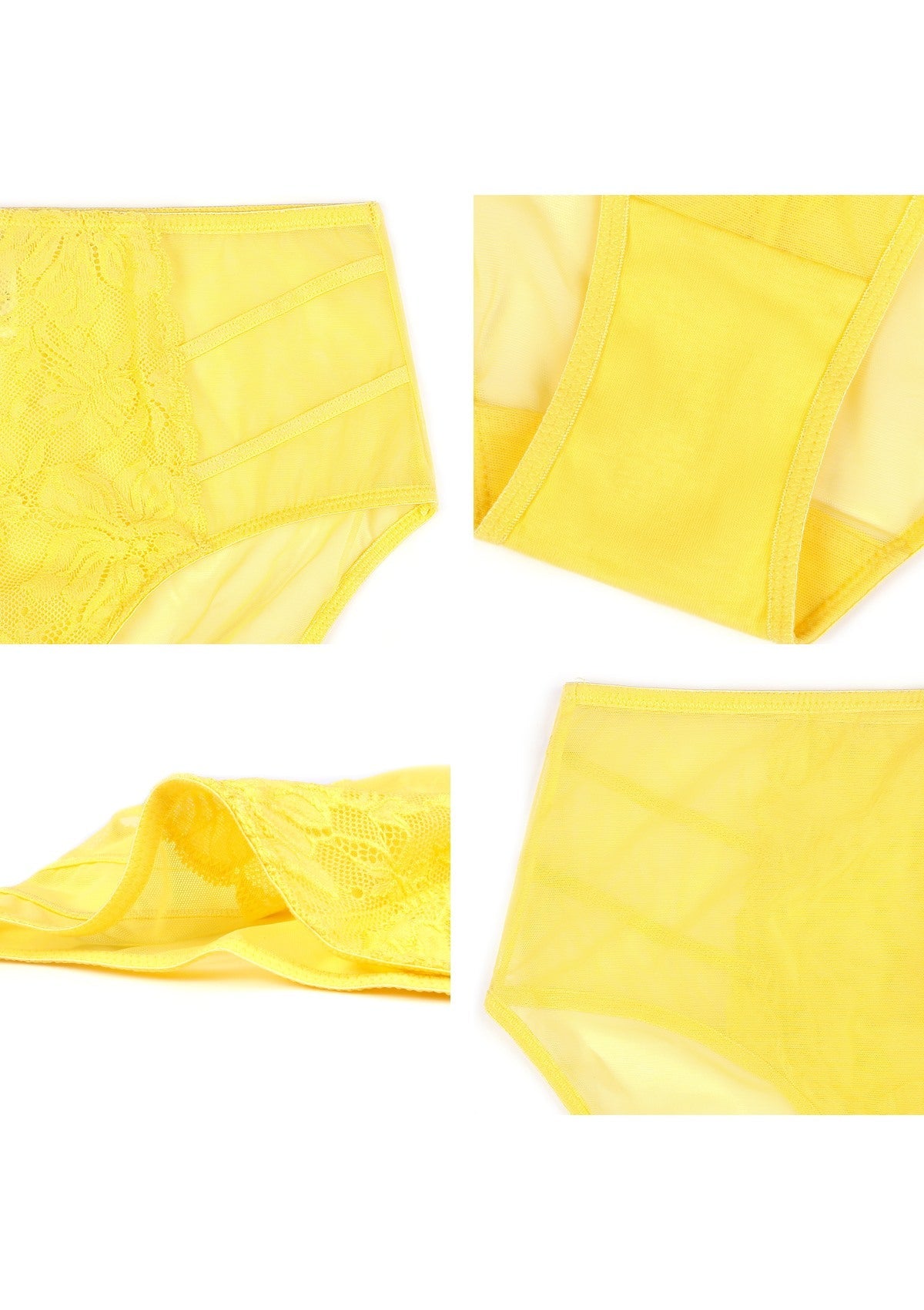 Pretty In Petals High-Rise Bright Yellow Lace Brief Underwear - HSIA