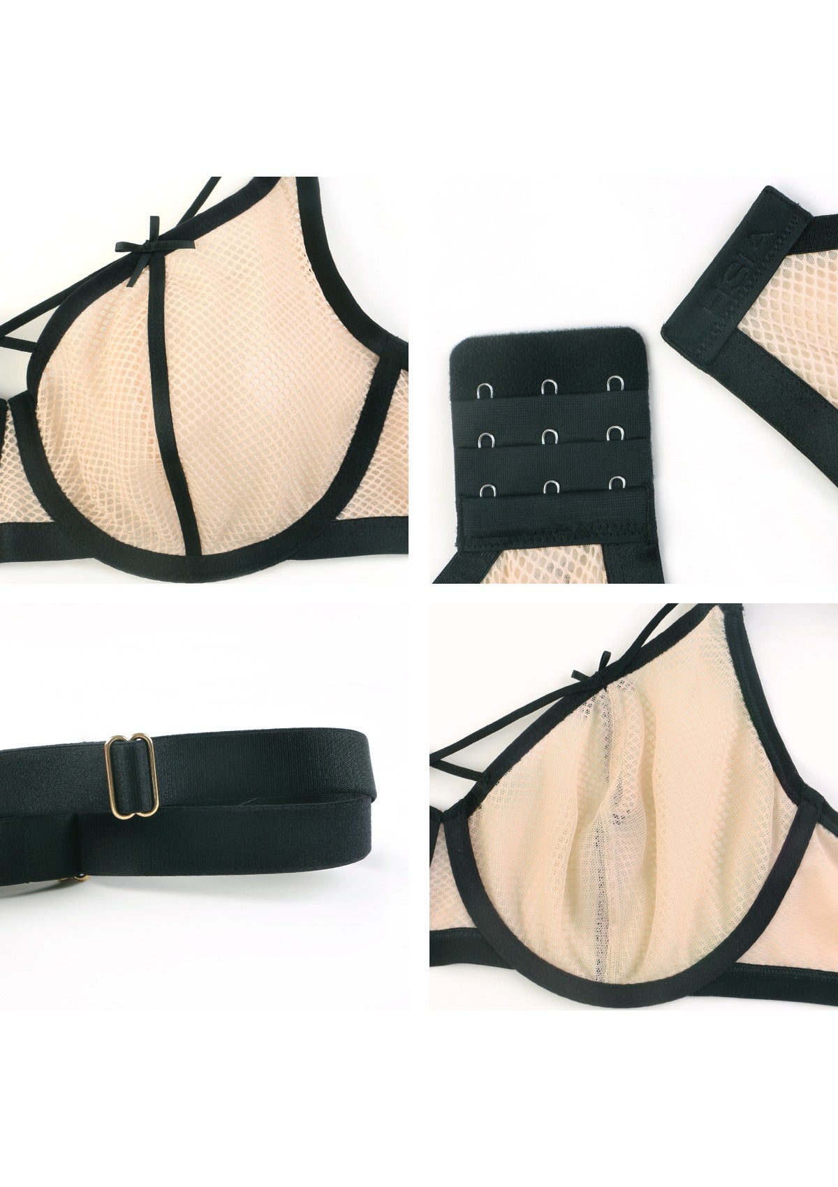 Punk Chic Strappy Unlined Balconette Bra - HSIA