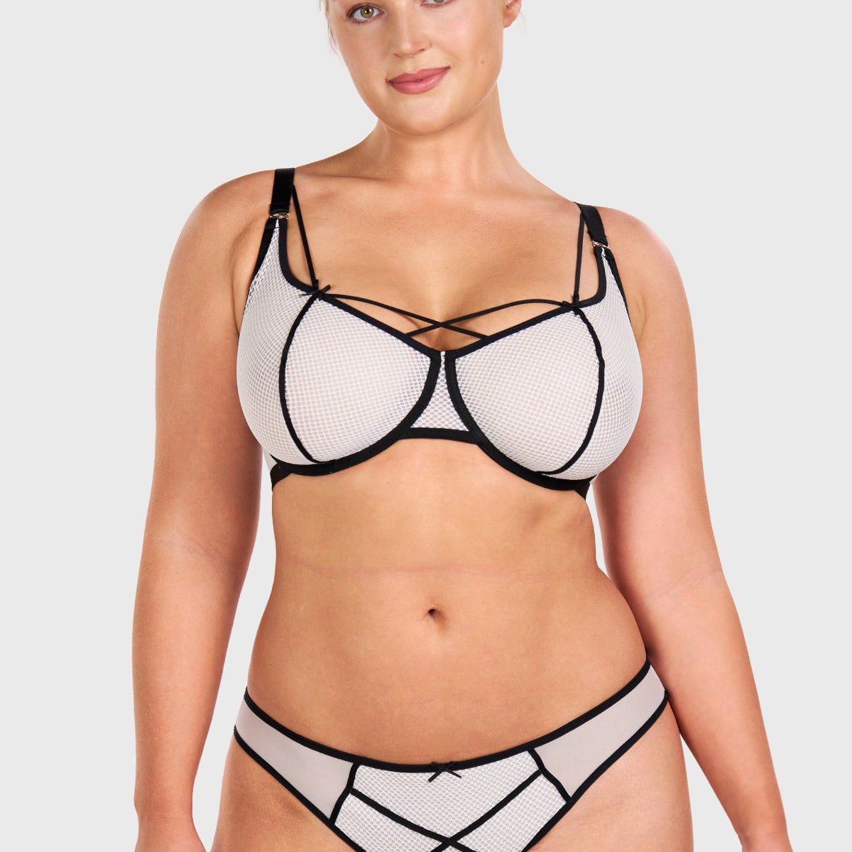 Punk Chic Strappy Unlined Balconette Bra - HSIA
