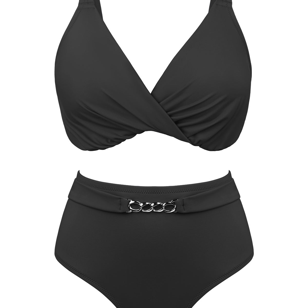 Ruched Crisscross Front Underwire Swim Bikini Set - HSIA