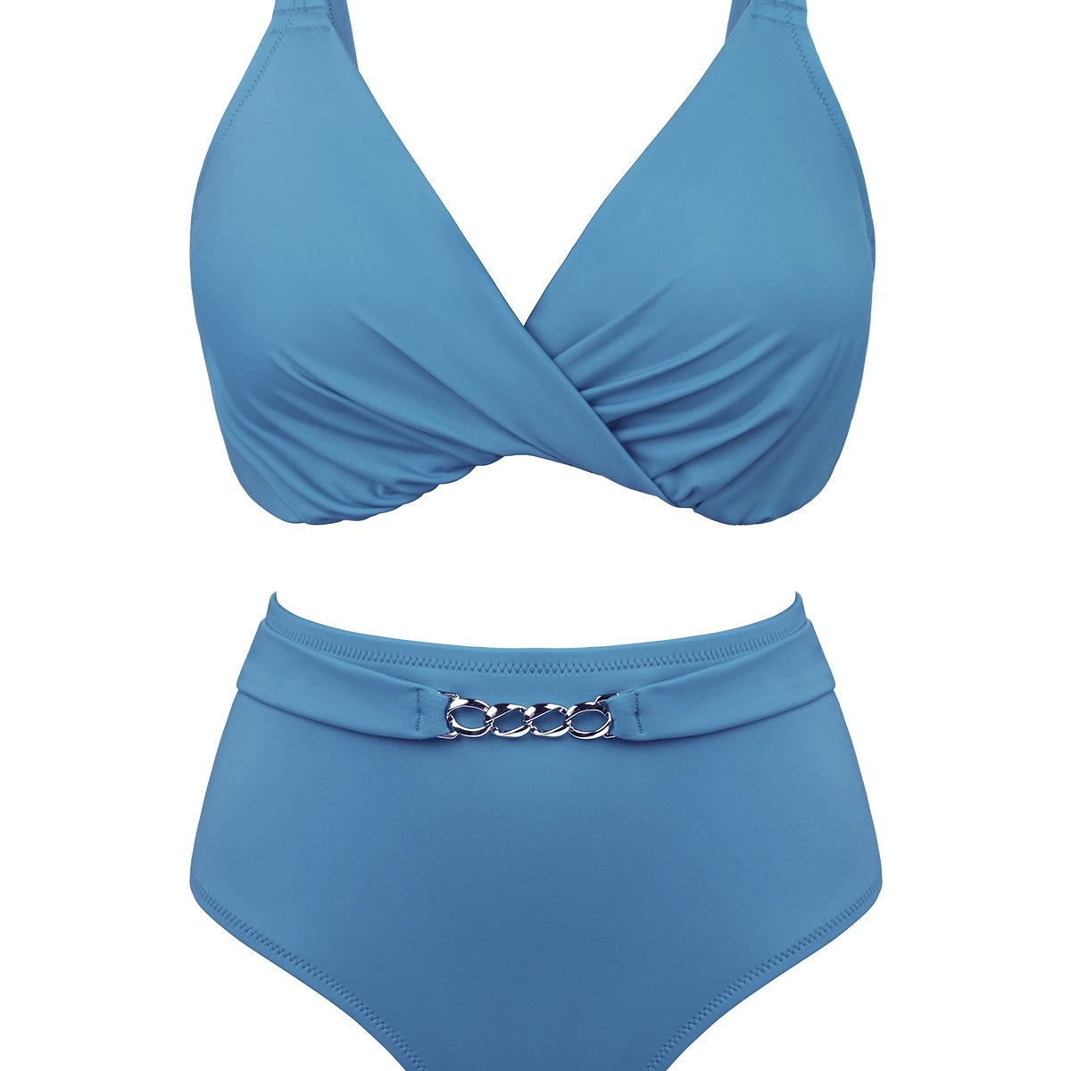 Momship Ruched Crisscross Front Underwire Swim Bikini Set - HSIA