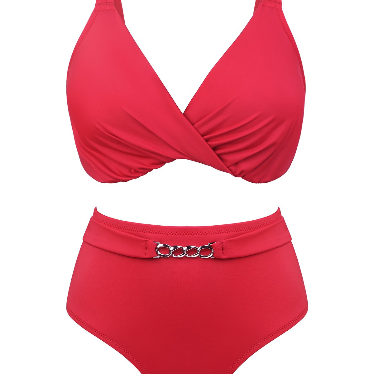 Ruched Crisscross Front Underwire Swim Bikini Set - HSIA