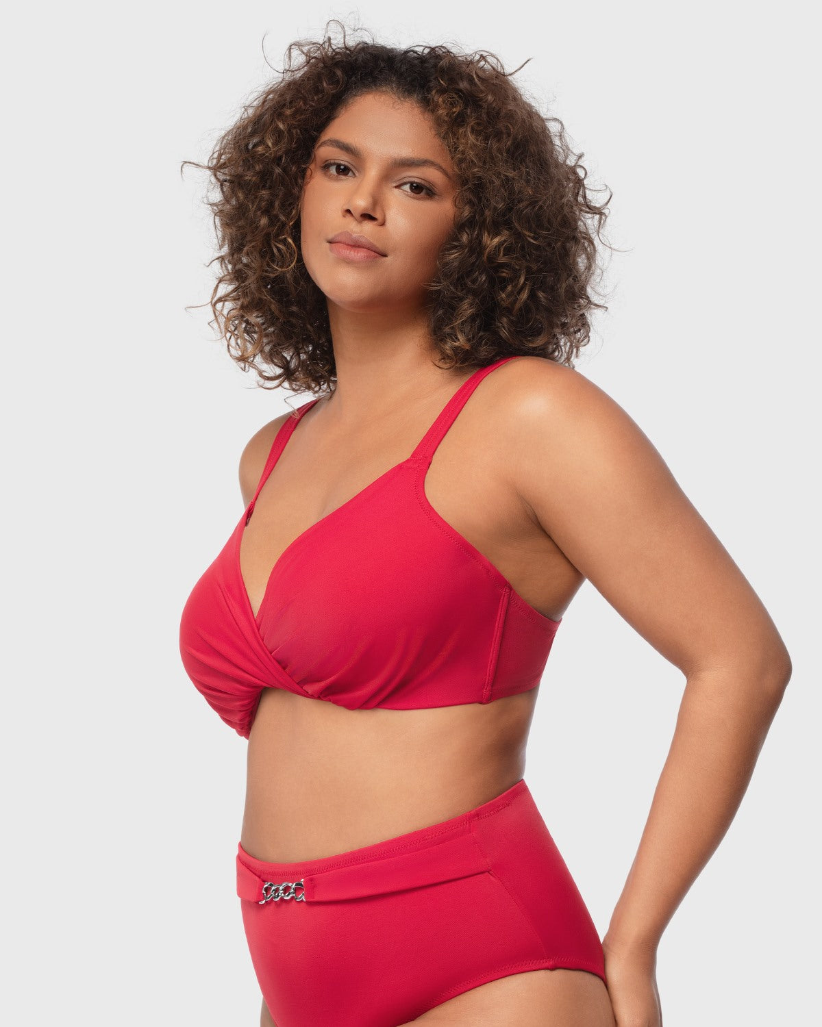 Ruched Crisscross Front Underwire Swim Bikini Set - HSIA