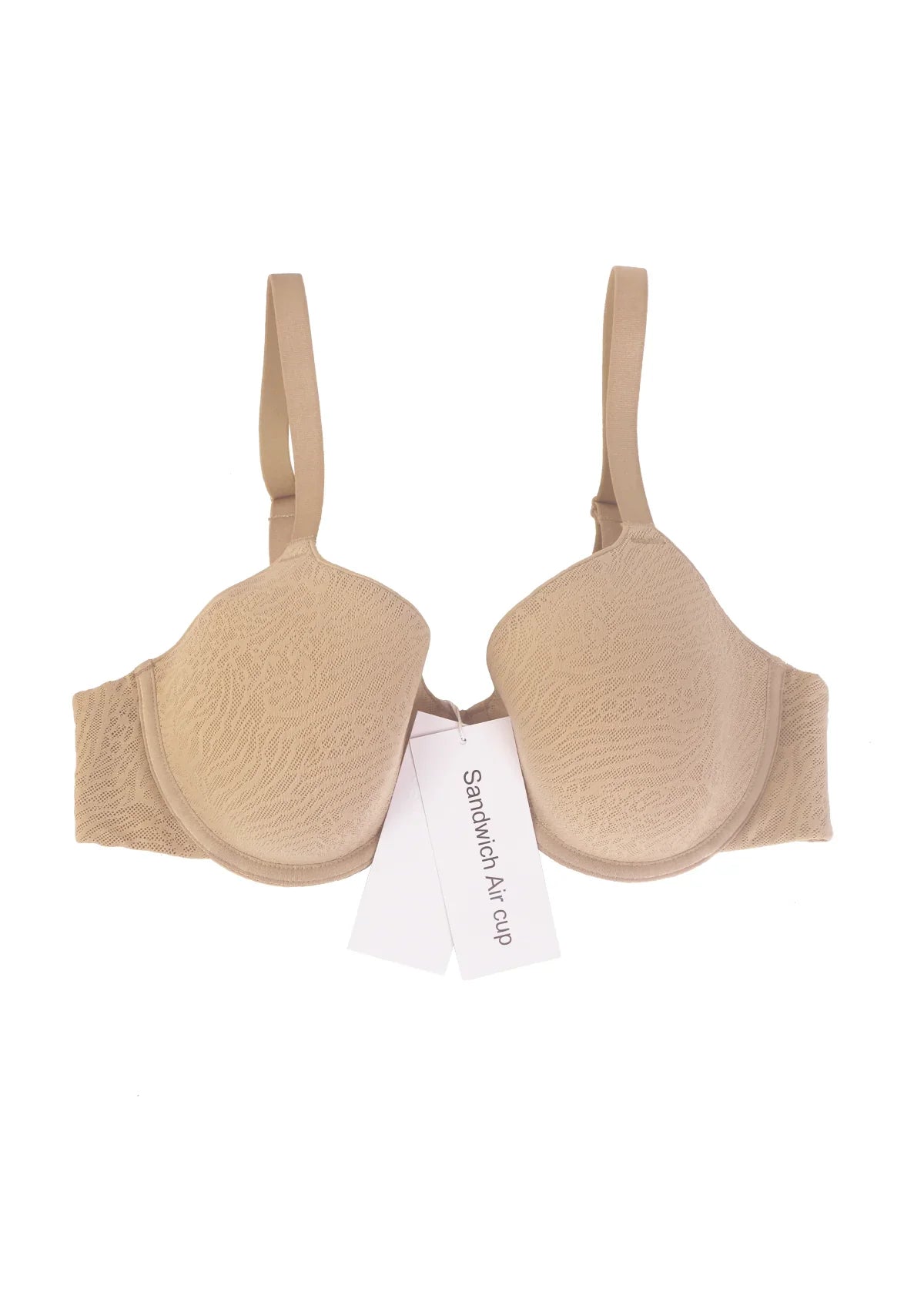 Sandwich Air cup Lace Detail Mesh Lightly Padded Full Coverage Underwire T-Shirt Bra - HSIA