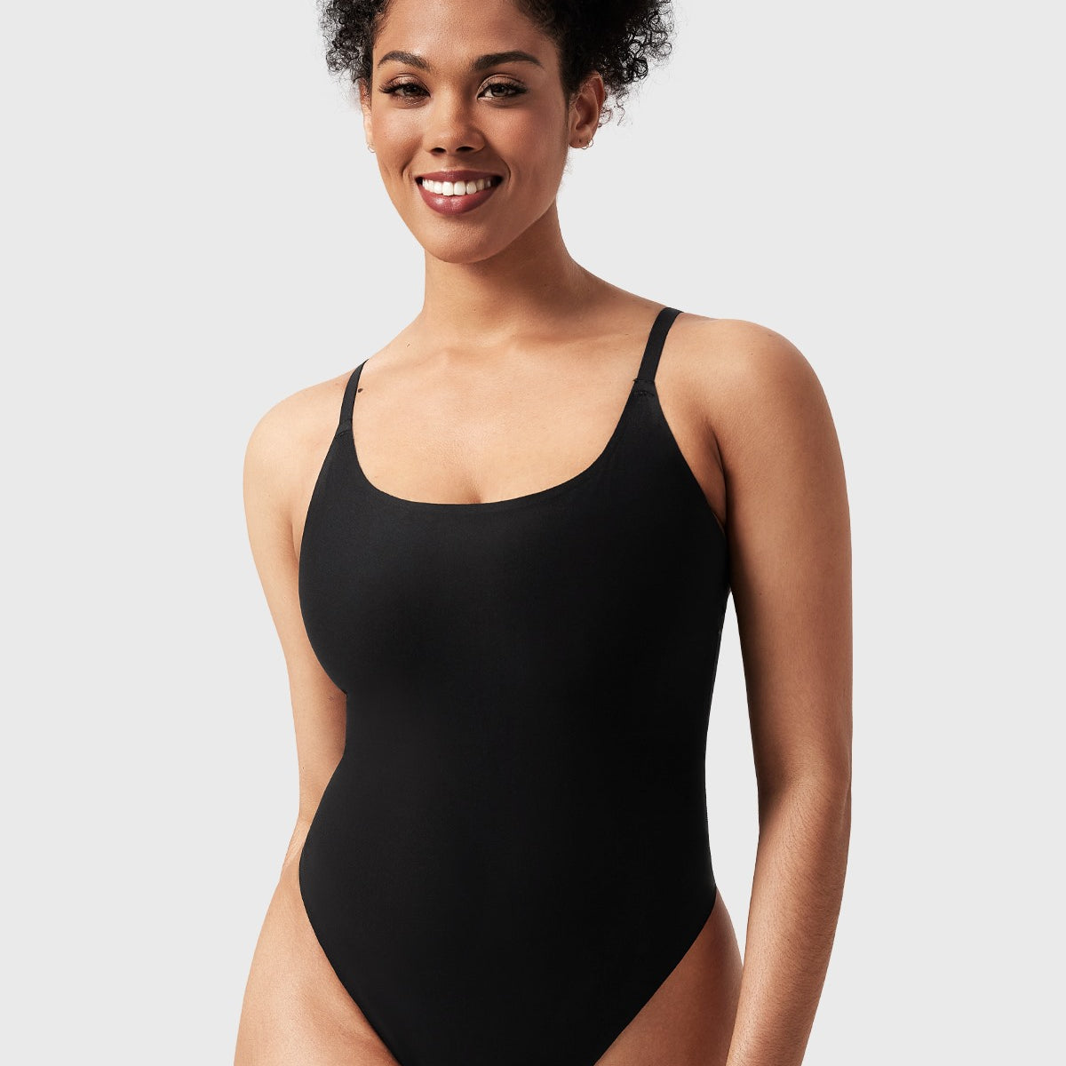 Seamless Comfort Square Neck Sleeveless Bodysuit Backless High Cut Thong Tank Tops - HSIA