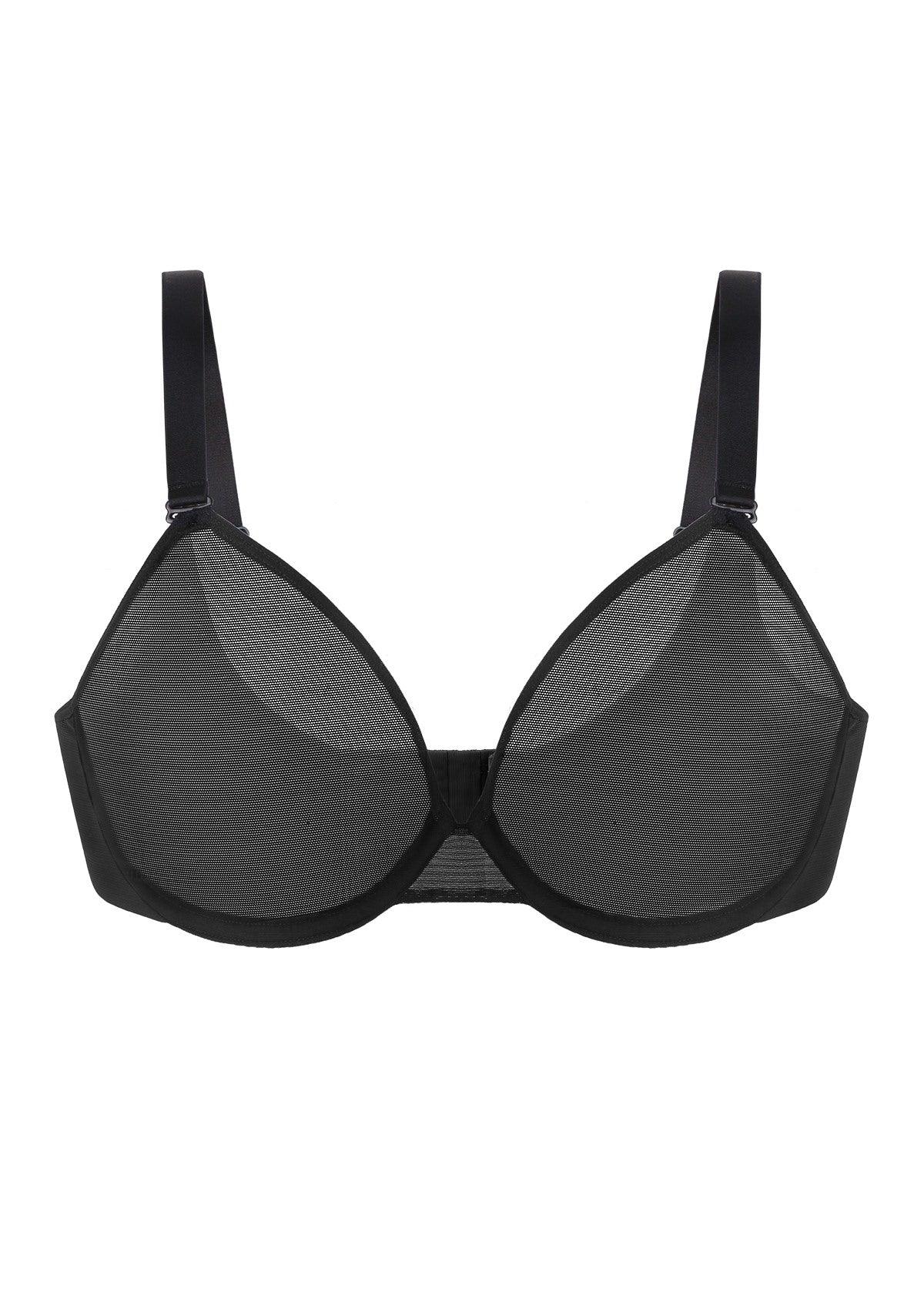 HSIA Square Neckline Half Cup Full-Bust Bra Double Layer Padded 3D Curved Cups Wide Pressure-Relief Straps Breathable Mesh Side Support Smooth Seamless ¨C HSIA