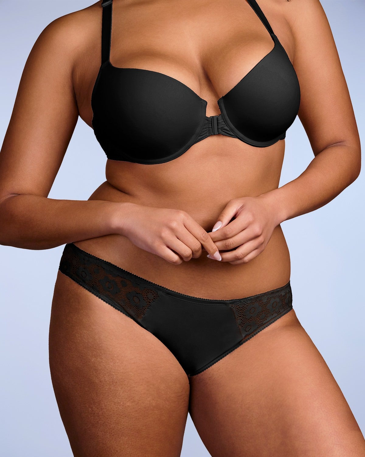 Serena Comfort Black Lace Trim Bikini Underwear - HSIA