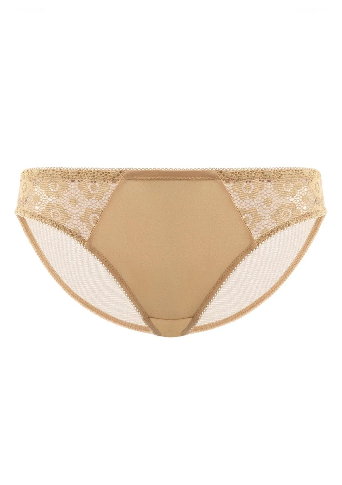 Serena Comfort Nude Lace Trim Bikini Underwear - HSIA