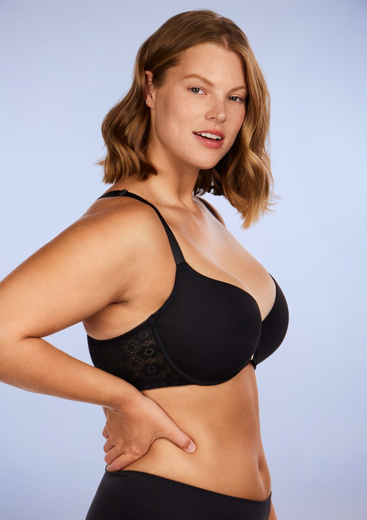 Serena Front-Close Lace-Back Black Underwire Bra Set - HSIA