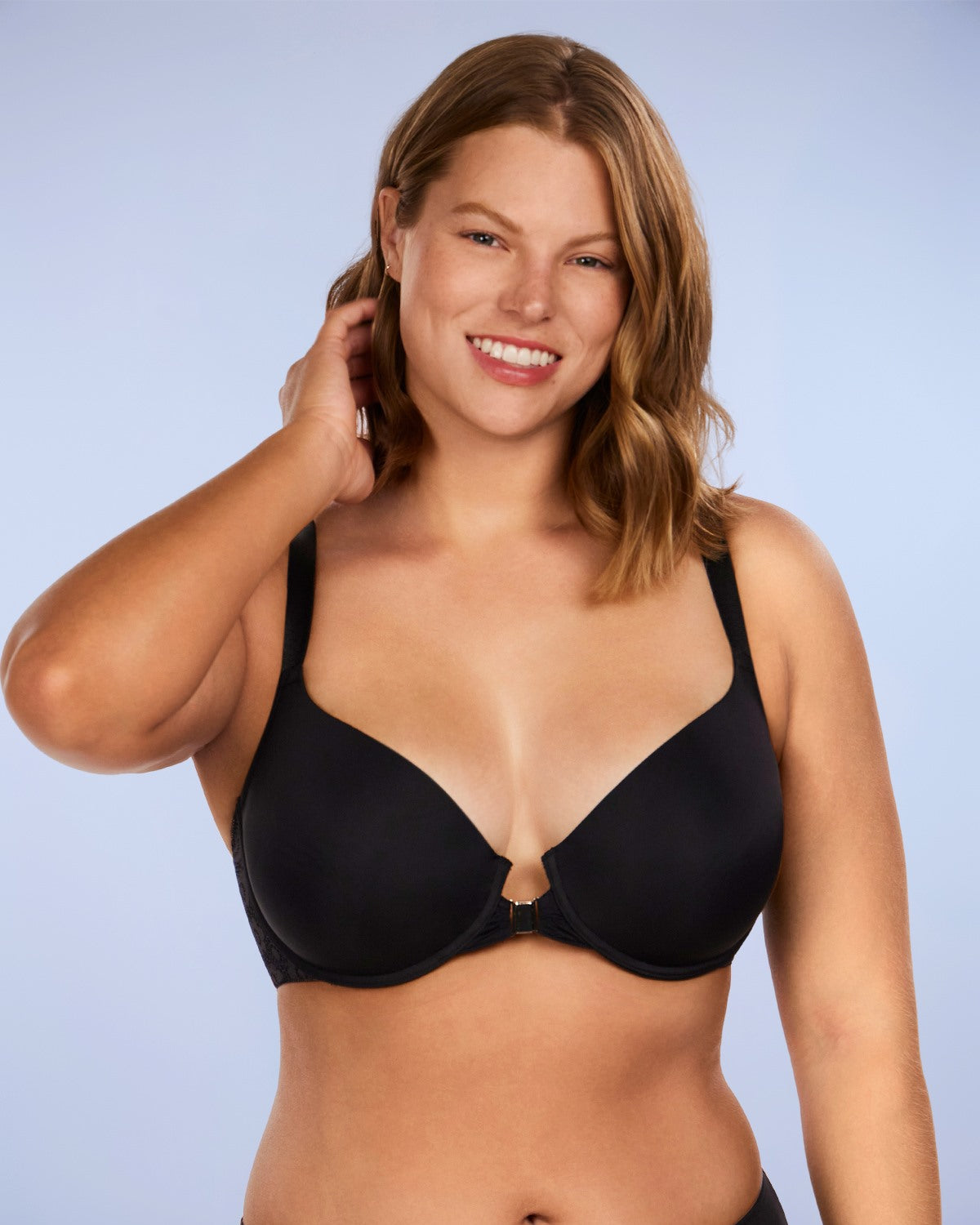 Serena Front-Close Lace-Back Black Underwire Bra - HSIA