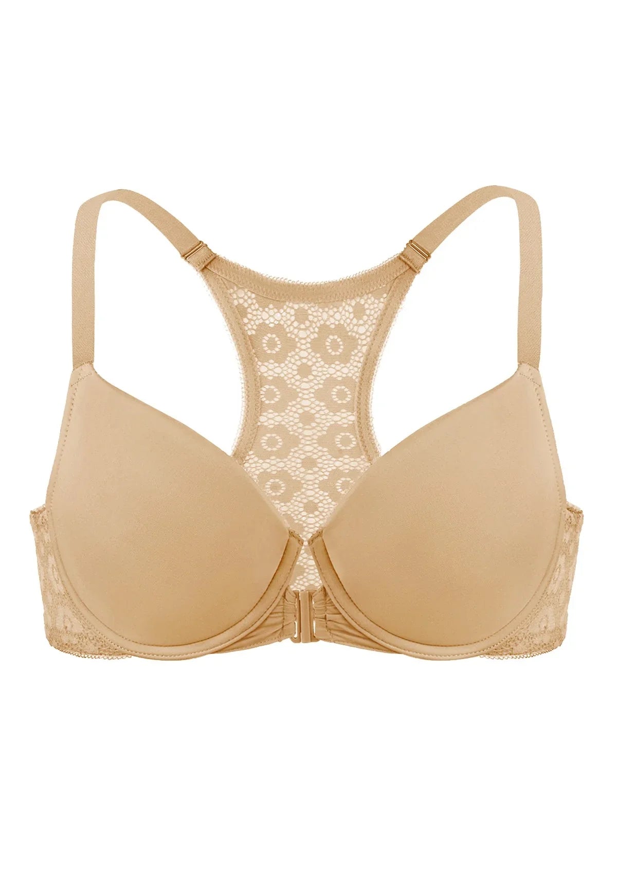 Serena Front-Close Lace-Back Racerback Underwire Bra - HSIA