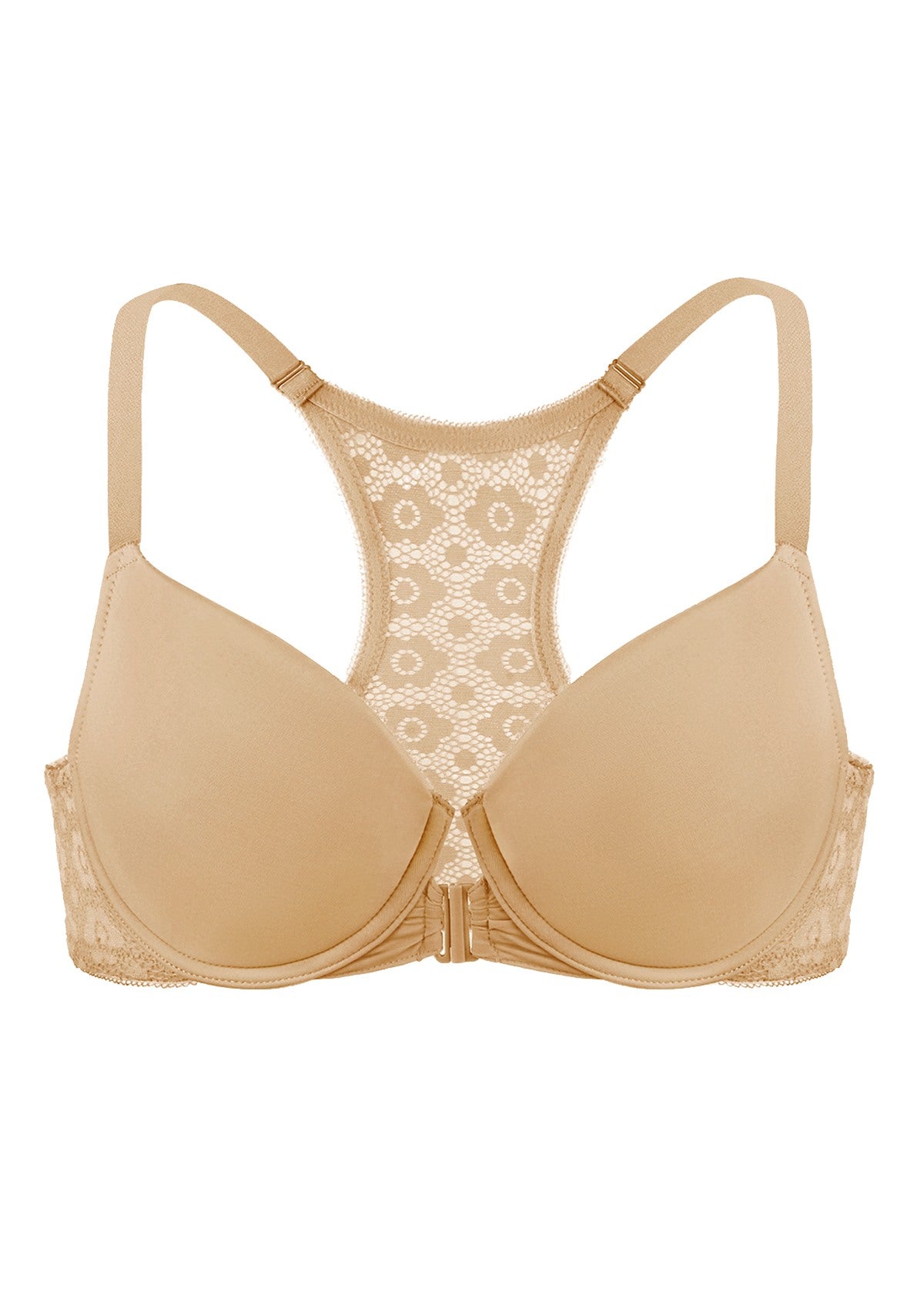 Serena Front-Close Lace-Back Racerback Underwire Bra - HSIA