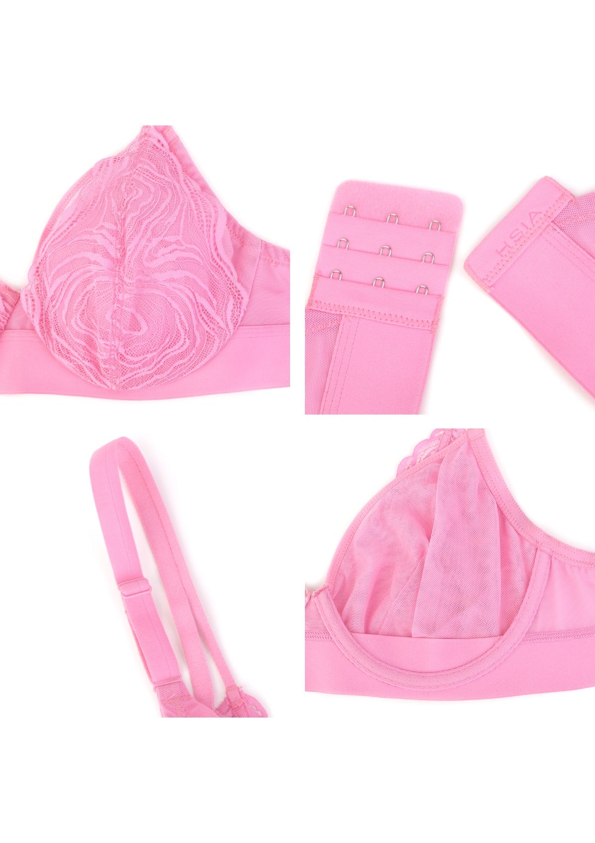 Serenata Flora Linear Lace Sheer Mesh Full Coverage Unlined Underwire Bra - HSIA