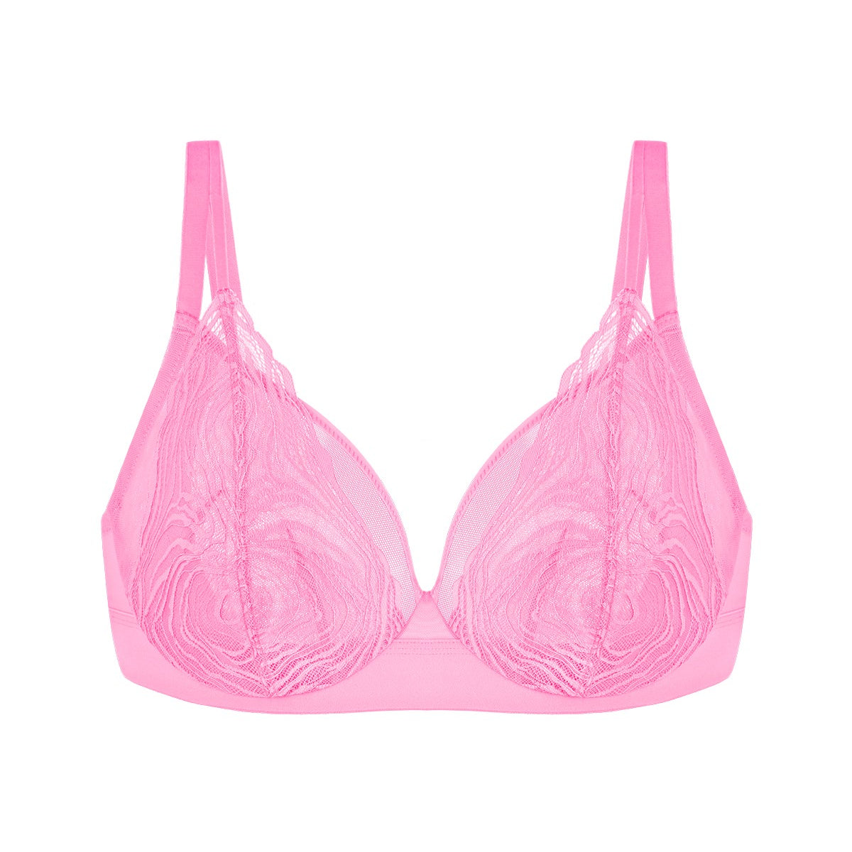 Serenata Flora Linear Lace Sheer Mesh Full Coverage Unlined Underwire Bra - HSIA