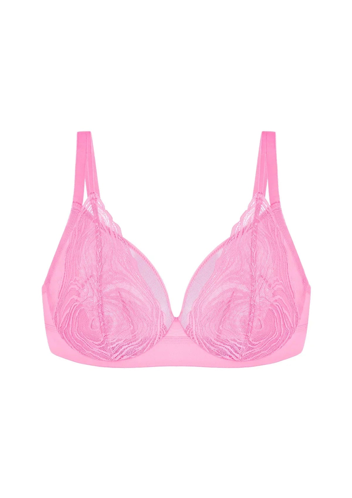 Serenata Flora Linear Lace Sheer Mesh Full Coverage Unlined Underwire Bra - HSIA