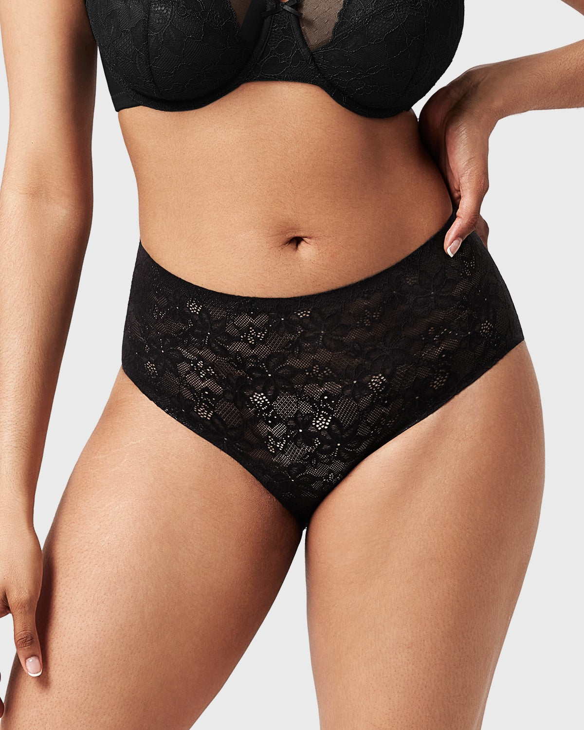 Silken Soft Floral Comfort Lace High-Waisted Breathable Underwear - HSIA