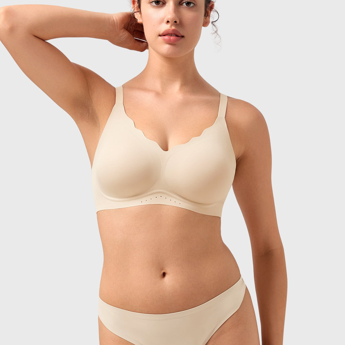 Songful All Day Comfort Petal-shaped V Neckline Wireless Buttery Soft Seamless Full Coverage Wirefree T-shirt Bra - HSIA