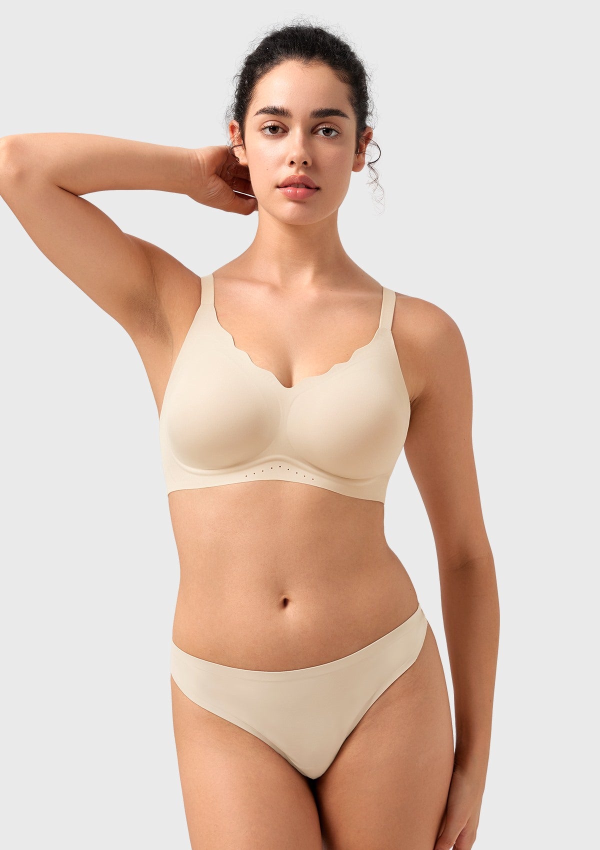 Songful All Day Comfort Petal-shaped V Neckline Wireless Buttery Soft Seamless Full Coverage Wirefree T-shirt Bra - HSIA