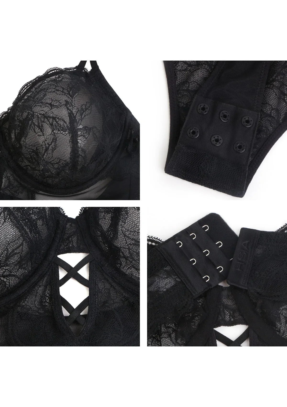 Blossom Mist Plus Size Lace Bodysuit Sexy Unlined Underwire Top Lingerie One Piece Snap Crotch Teddy - HSIA