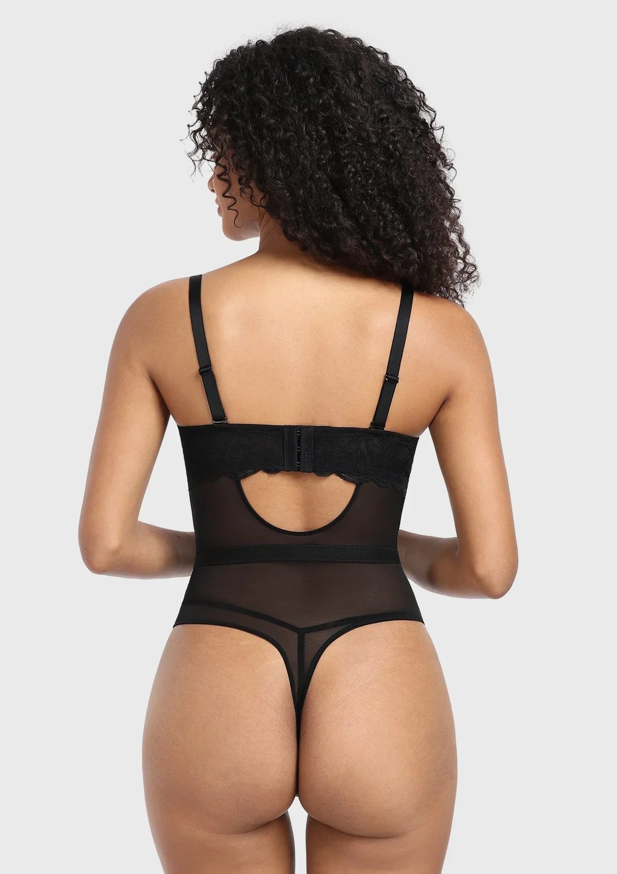 Blossom Mist Plus Size Lace Bodysuit Sexy Unlined Underwire Top Lingerie One Piece Snap Crotch Teddy - HSIA