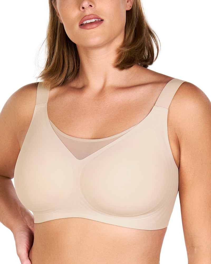 Songful CloudSoft Mesh Plus Size V-Neck Wireless Ultimate Comfort Seamless T-shirt Bra - HSIA