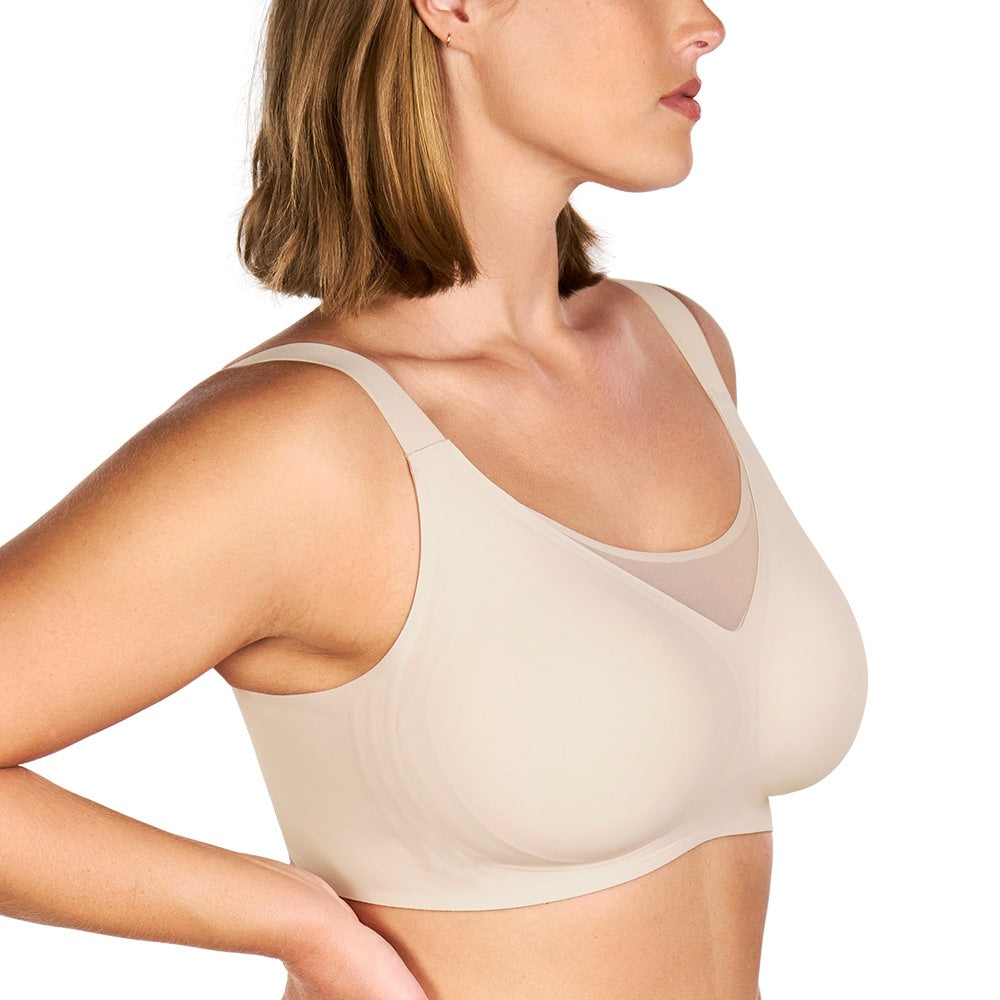 Songful CloudSoft Mesh Plus Size V-Neck Wireless Ultimate Comfort Seamless T-shirt Bra - HSIA