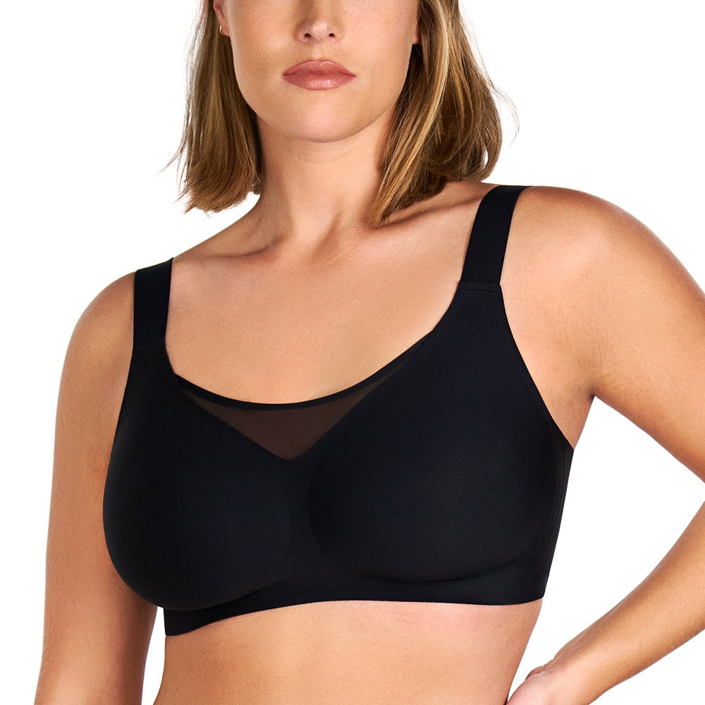Songful CloudSoft Mesh Plus Size V-Neck Wireless Ultimate Comfort Seamless T-shirt Bra - HSIA