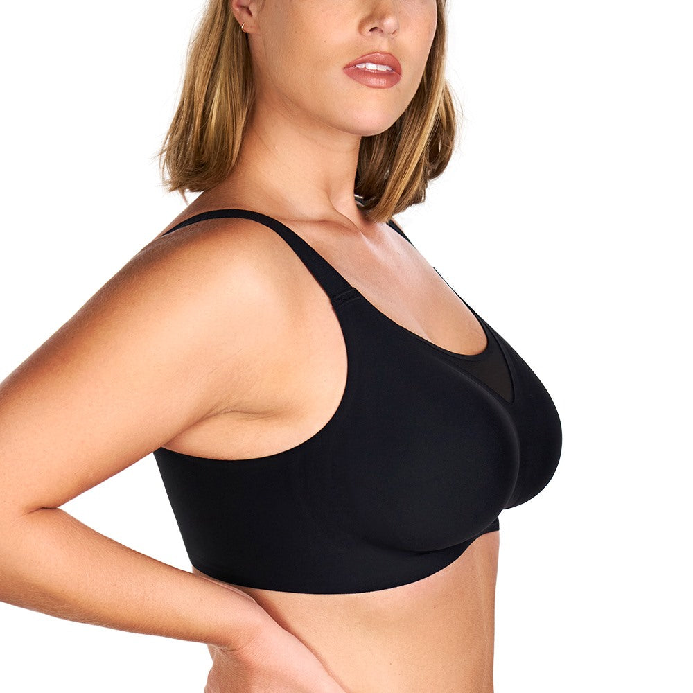 Songful CloudSoft Mesh Plus Size V-Neck Wireless Ultimate Comfort Seamless T-shirt Bra - HSIA