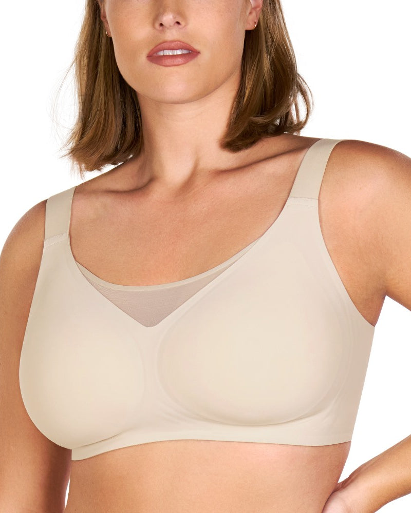 Songful CloudSoft Mesh Plus Size V-Neck Wireless Ultimate Comfort Seamless T-shirt Bra - HSIA