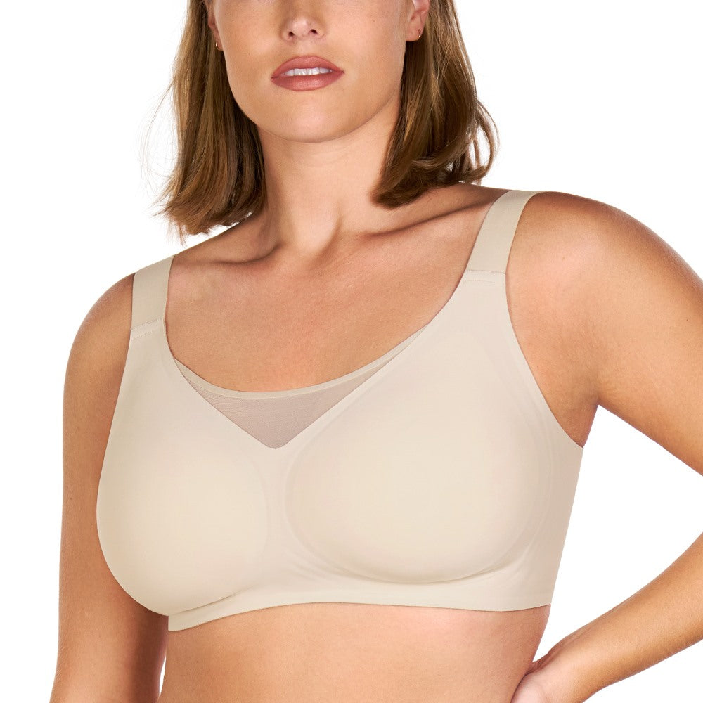 Songful CloudSoft Mesh Plus Size V-Neck Wireless Ultimate Comfort Seamless T-shirt Bra - HSIA