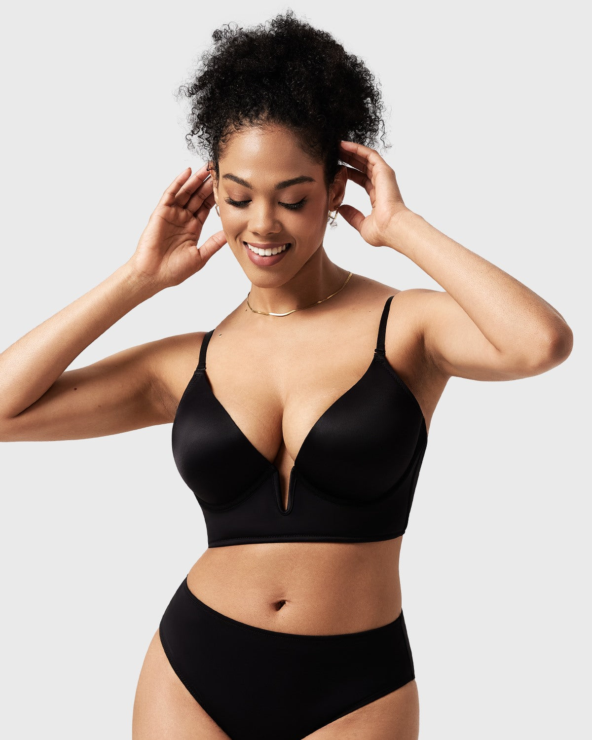 Songful Seamless Deep V Plunge Multiway Convertible Backless Push Up T-shirt Bra - HSIA