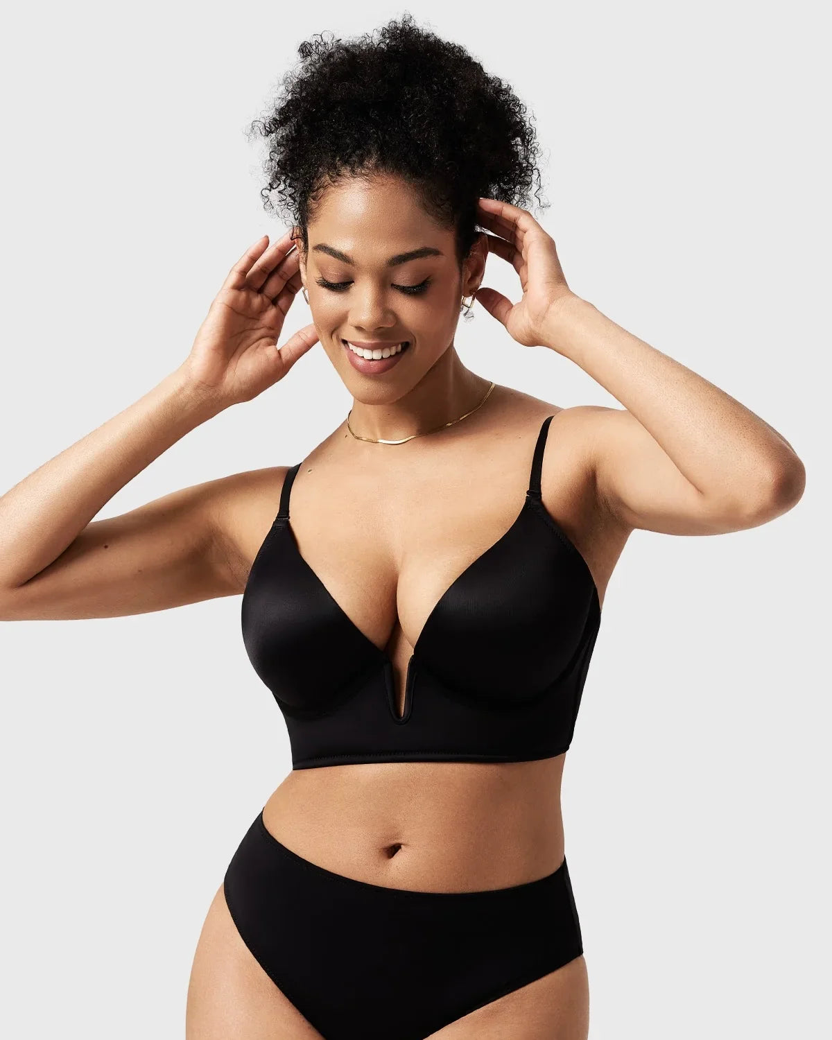 Songful Seamless Deep V Plunge Multiway Convertible Backless Push Up T-shirt Bra - HSIA