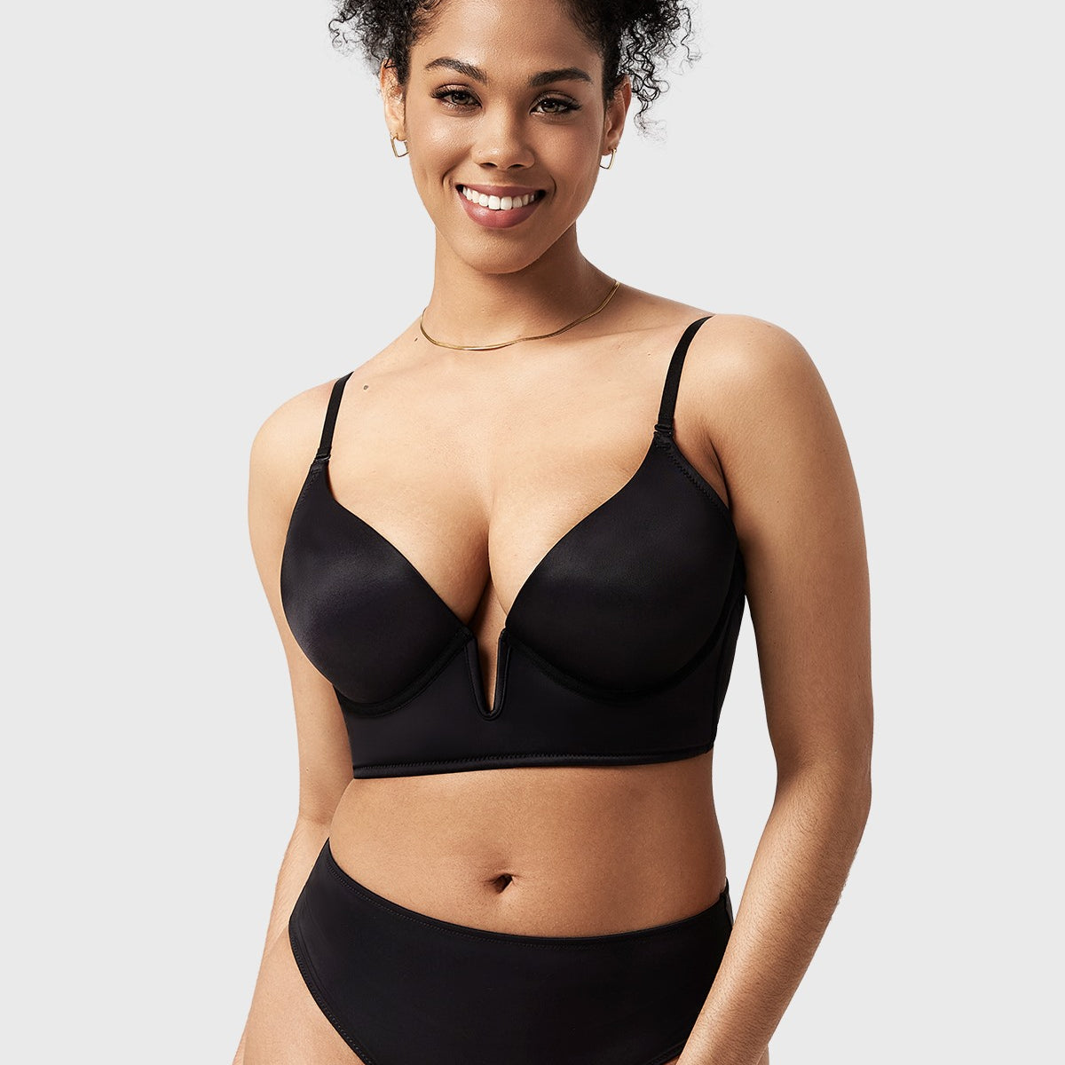 Songful Seamless Deep V Plunge Multiway Convertible Backless Push Up T-shirt Bra - HSIA